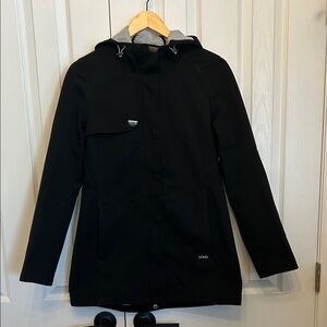 Lole Black Hooded Rain Coat Jacket | Size Medium | Lightweight